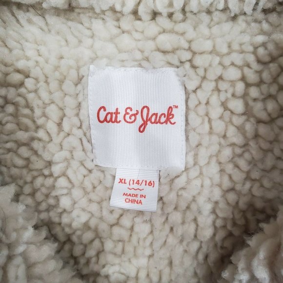 Cat and Jack Sherpa lined denim vest Big Girls size XL 14/16 Faux fur Big girls - Picture 5 of 8